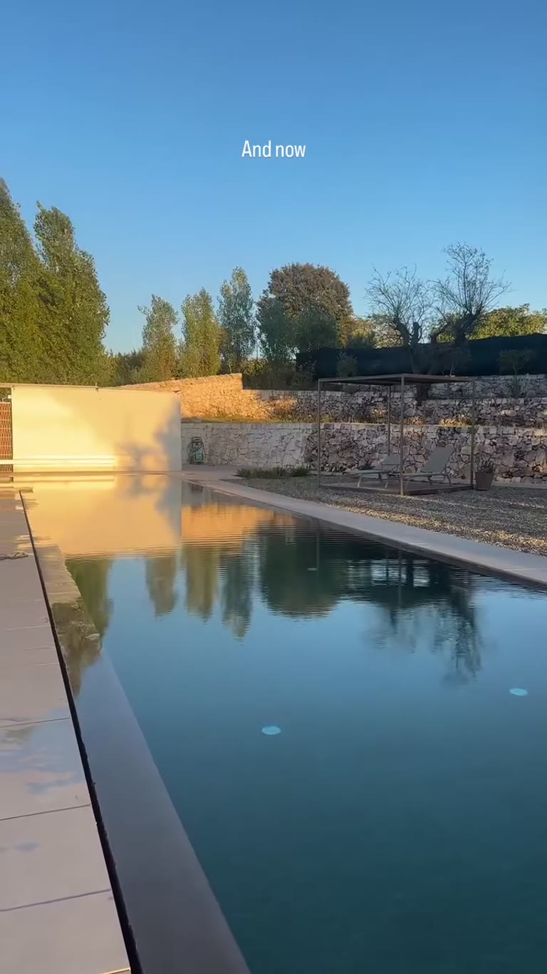 Golden-hour pool at a Puglia villa
