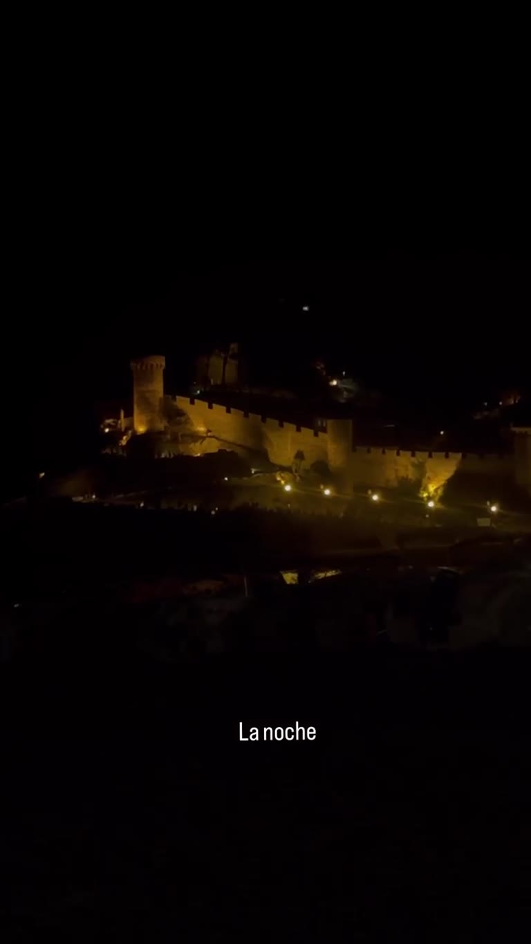 Tossa de Mar's lit-up walls at night