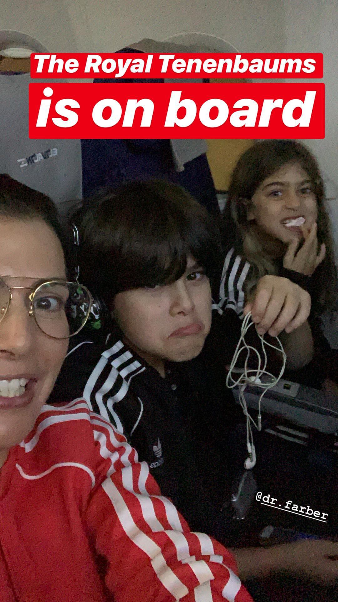 Family selfie on the flight to Rome