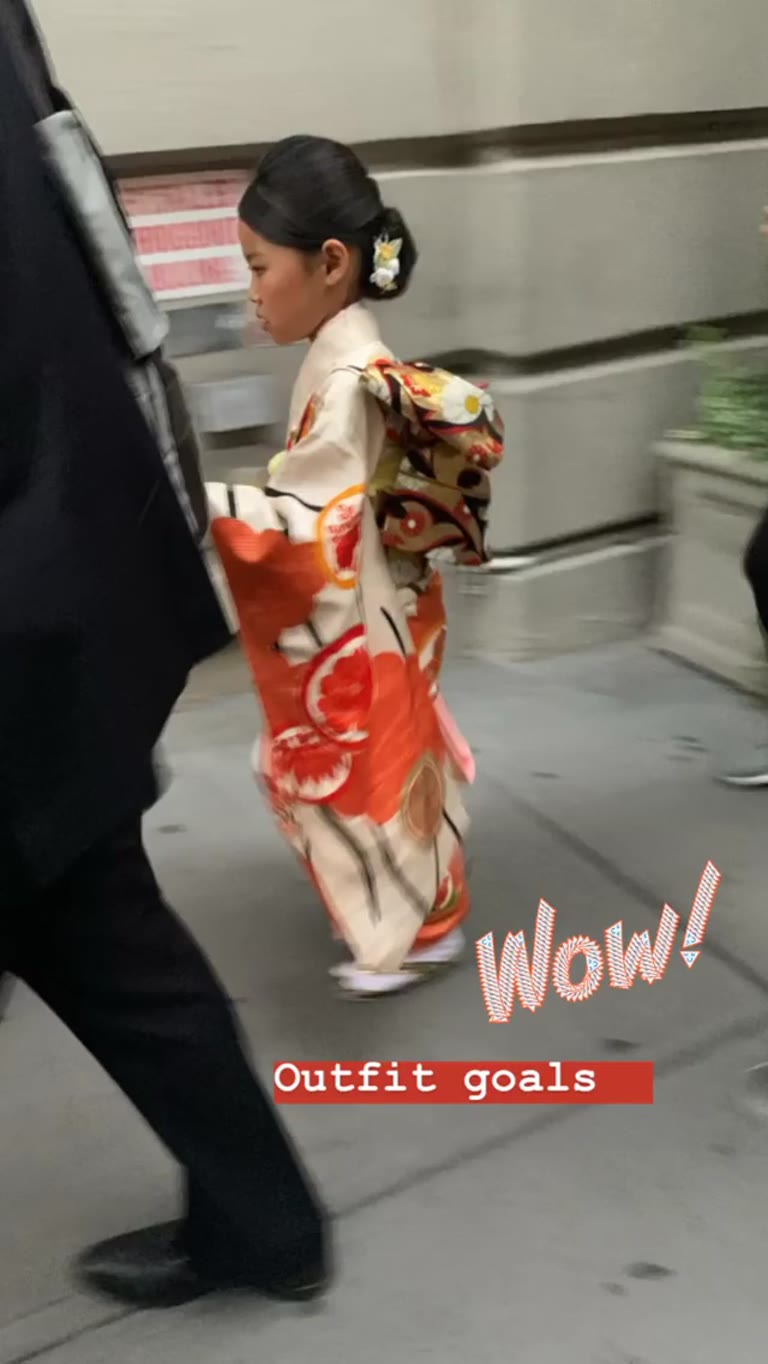 Girl in a kimono on a NYC street
