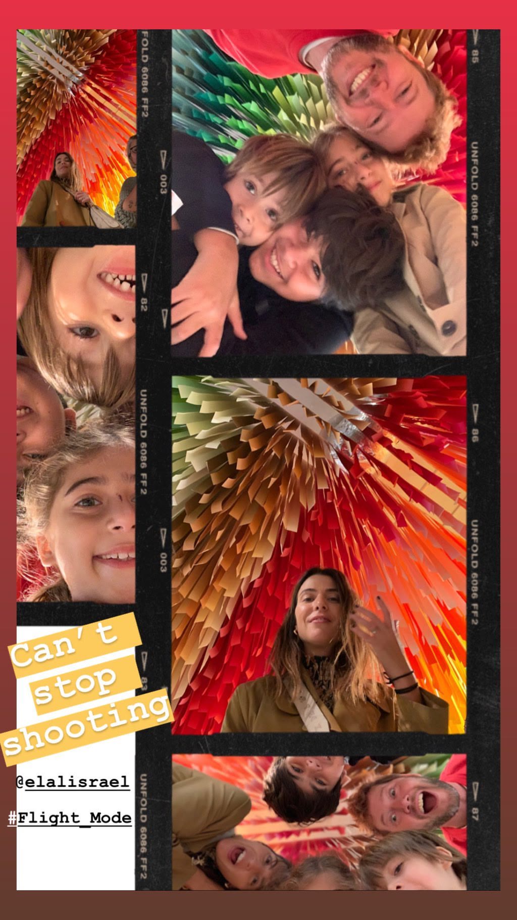 Colorful paper art selfies with kids in NYC