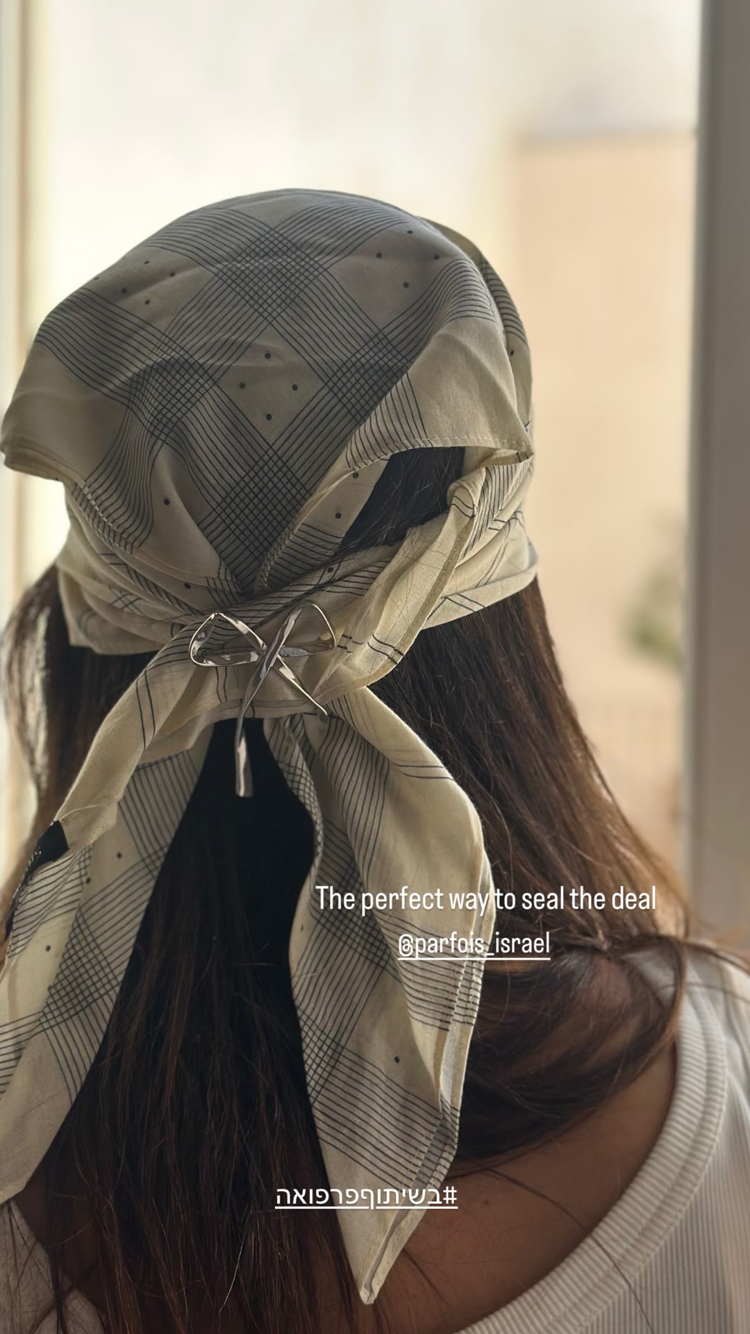 Parfois scarf styled as a headscarf