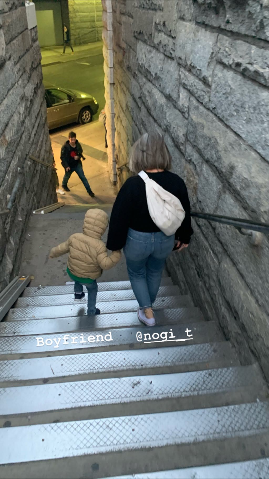 Walking down NYC stairs with a toddler