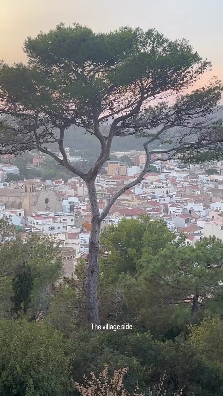 Sunset village view from the hill, Costa Brava