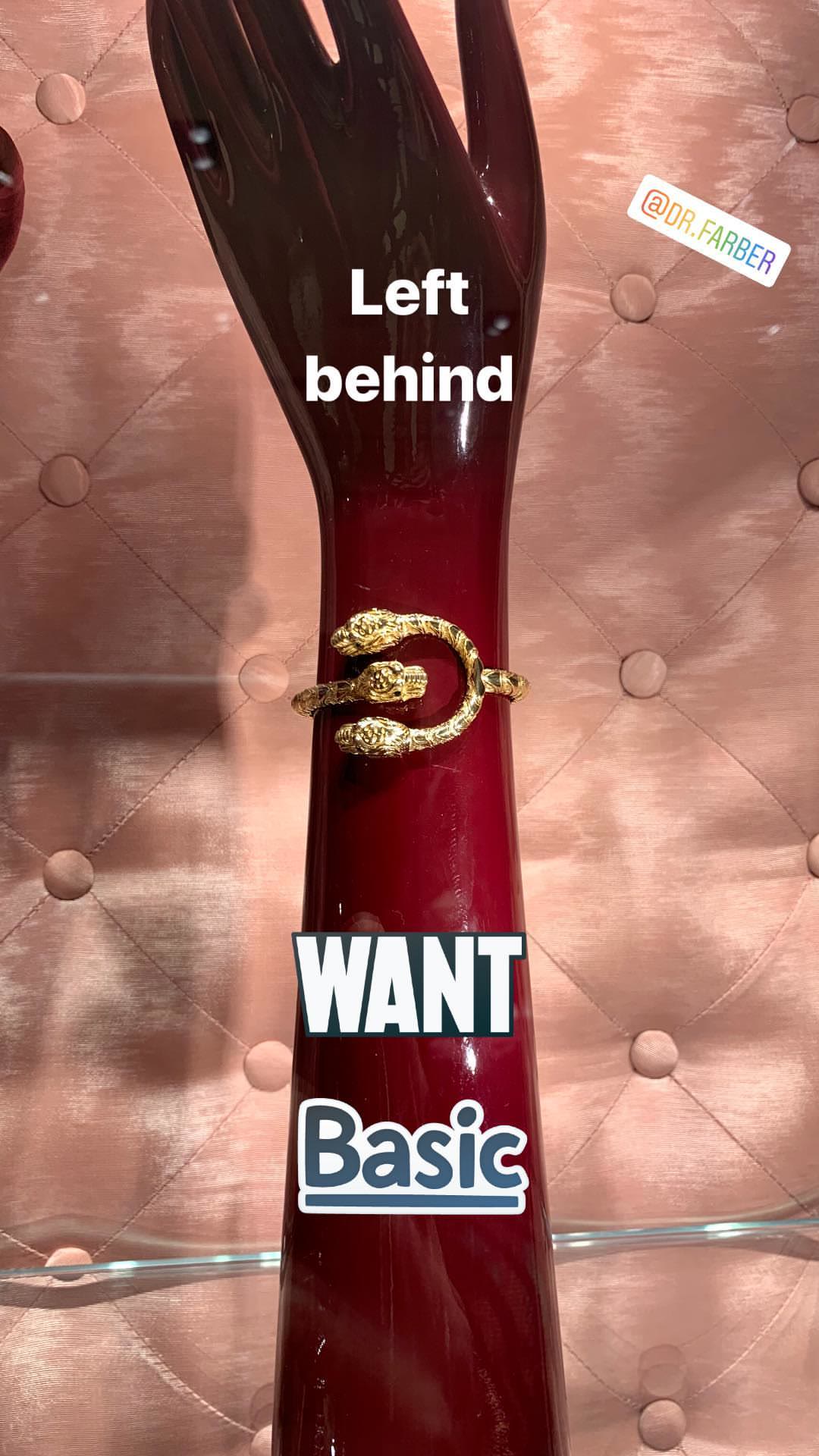 Gold lion-head bracelet she left behind