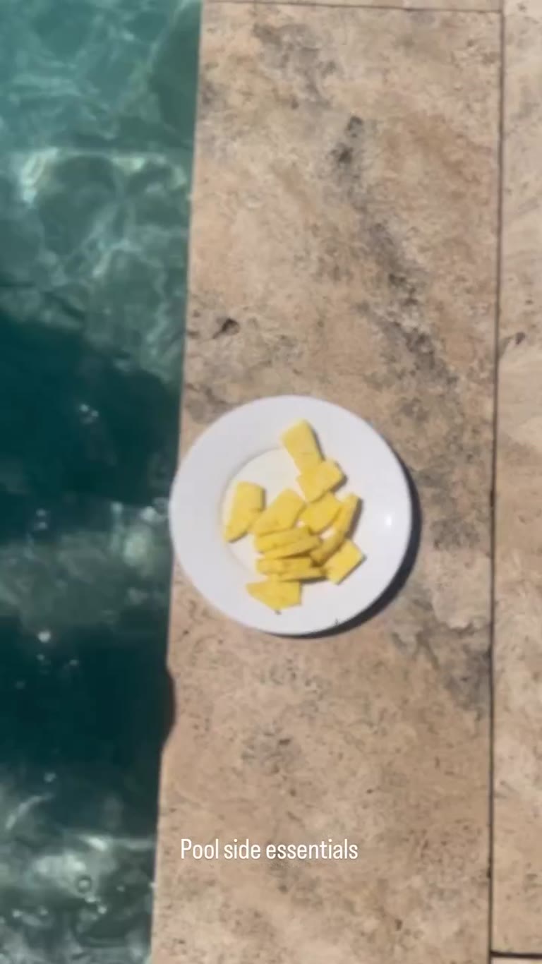 Poolside pineapple in Spain