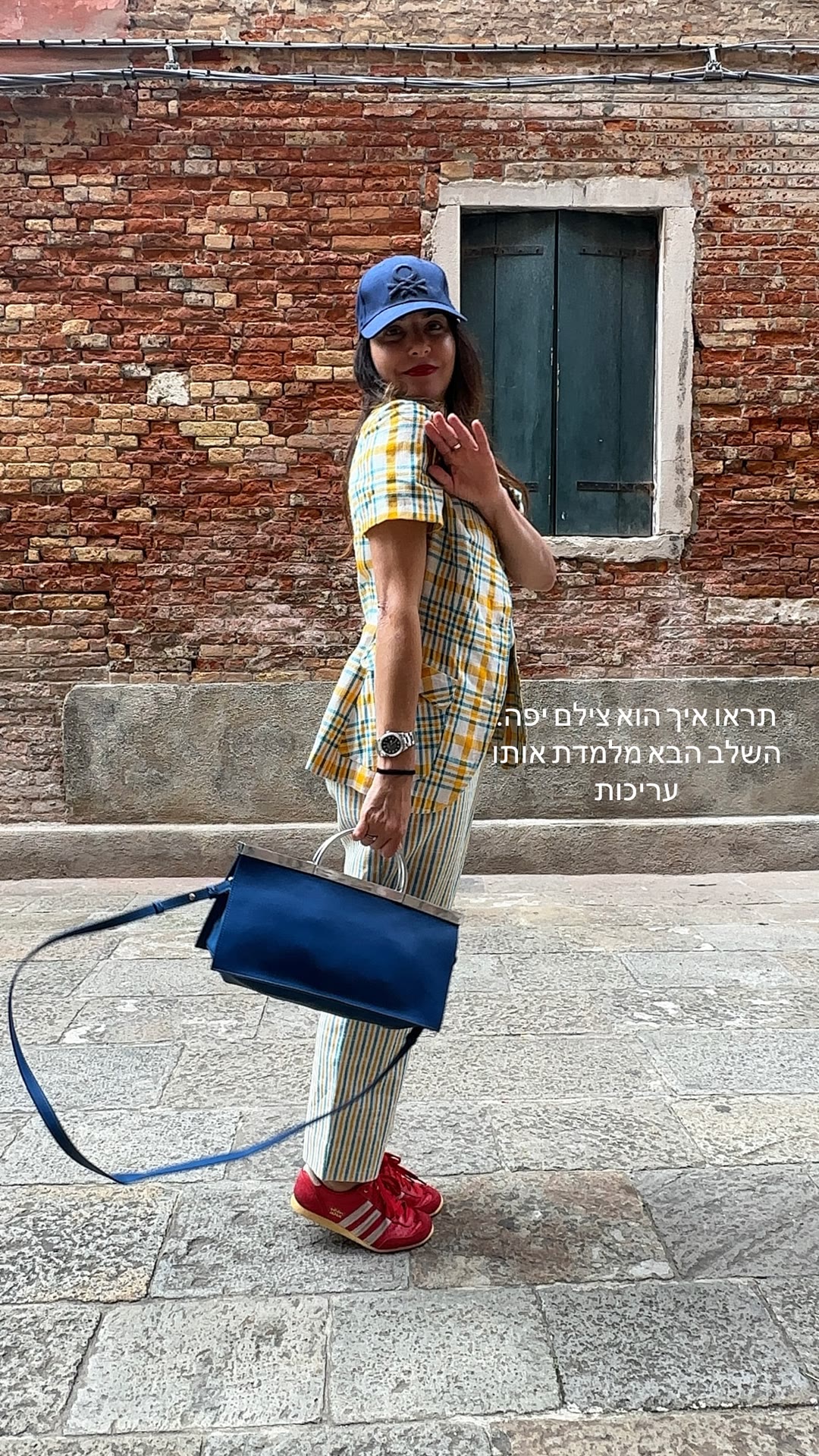 Outfit shot on a Venice brick alley