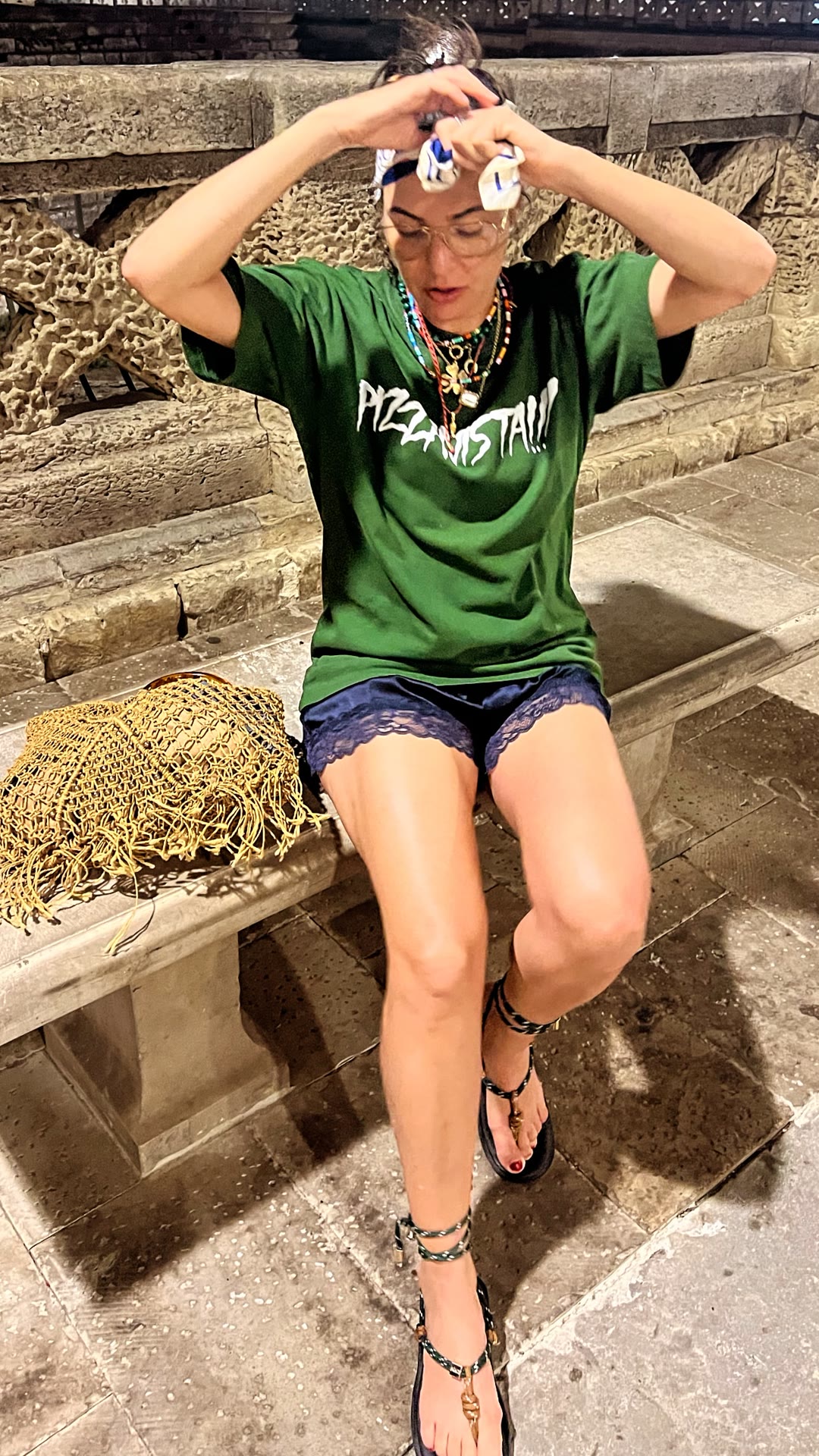 Evening outfit on Puglia stone steps