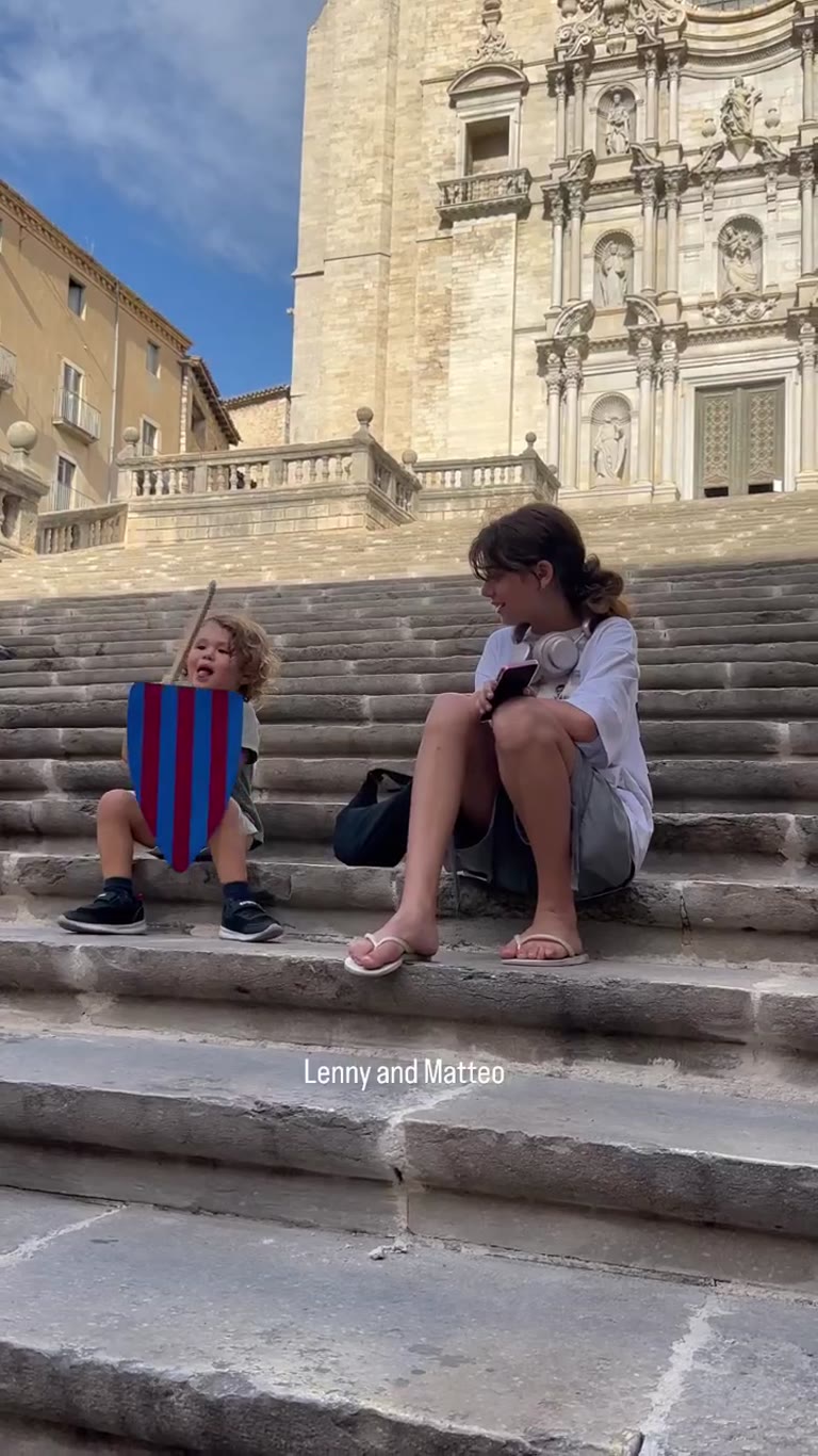 Kids on the Girona Cathedral steps