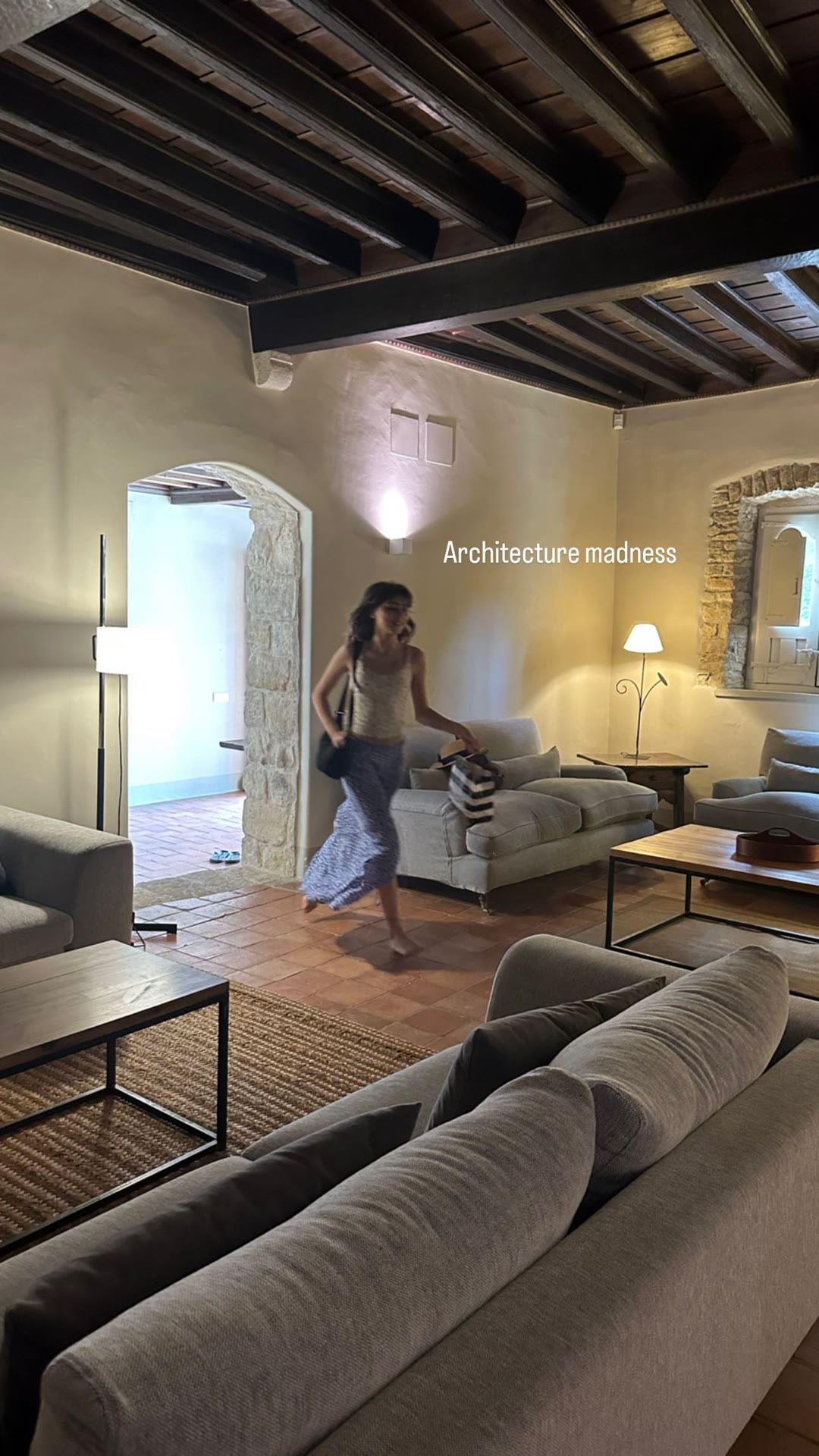 Rustic stone villa lounge in Spain