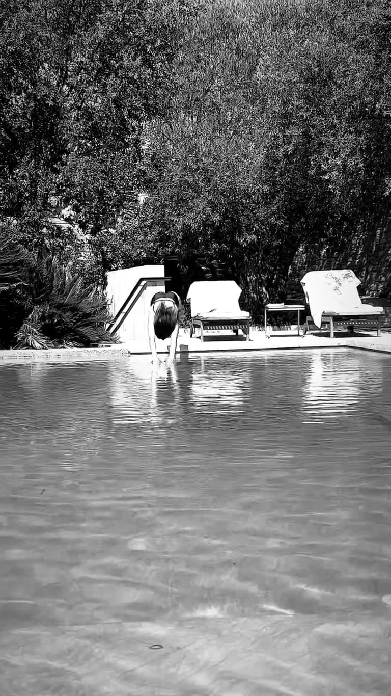 Morning dip in a pool in Spain