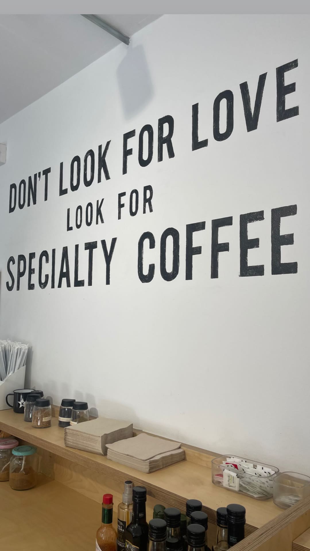 Specialty coffee wall in Barcelona