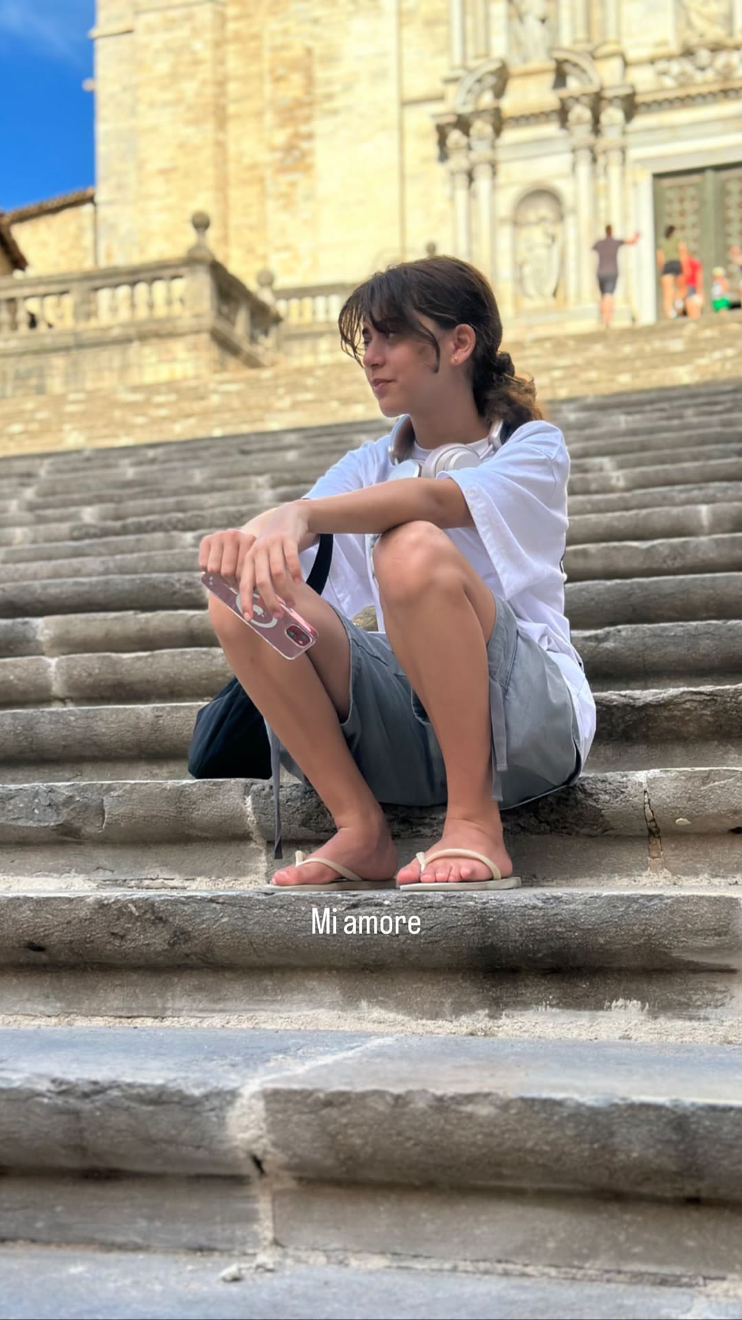 On the Girona Cathedral steps