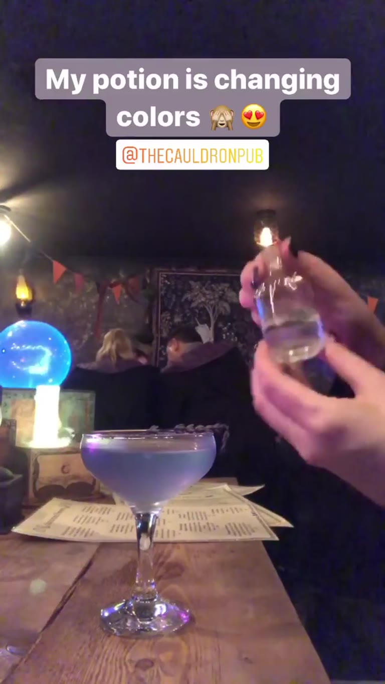 Color-changing potion cocktail at The Cauldron, London