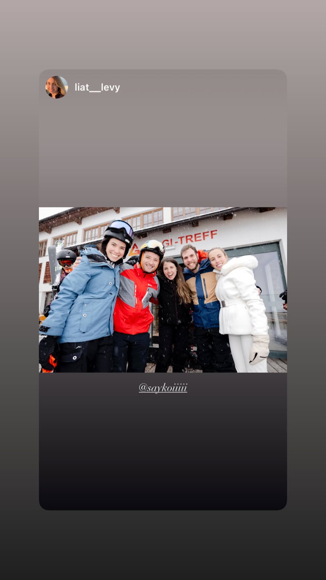Ski trip group photo with friends