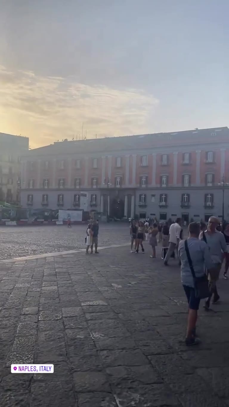 Sunset walk through Piazza del Plebiscito, Naples