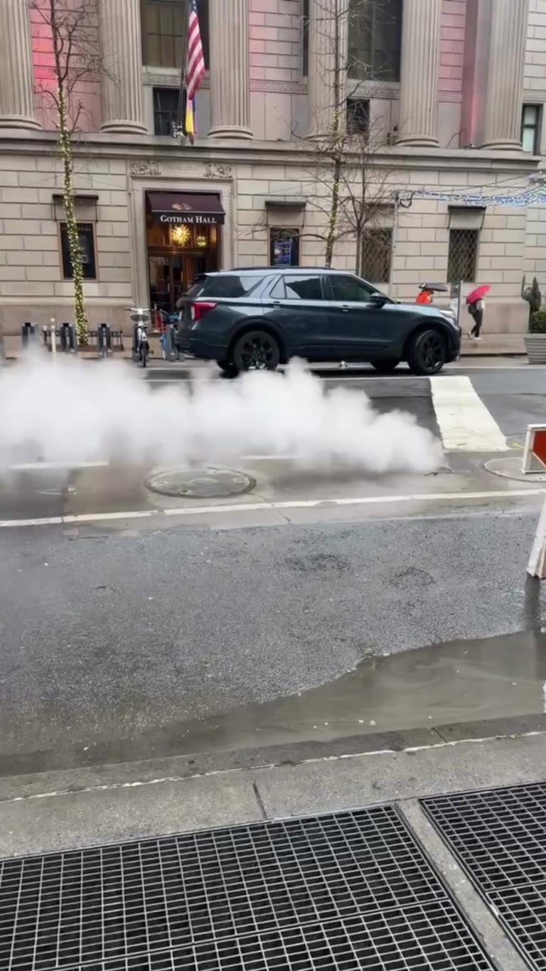 Steam rising outside Gotham Hall, NYC