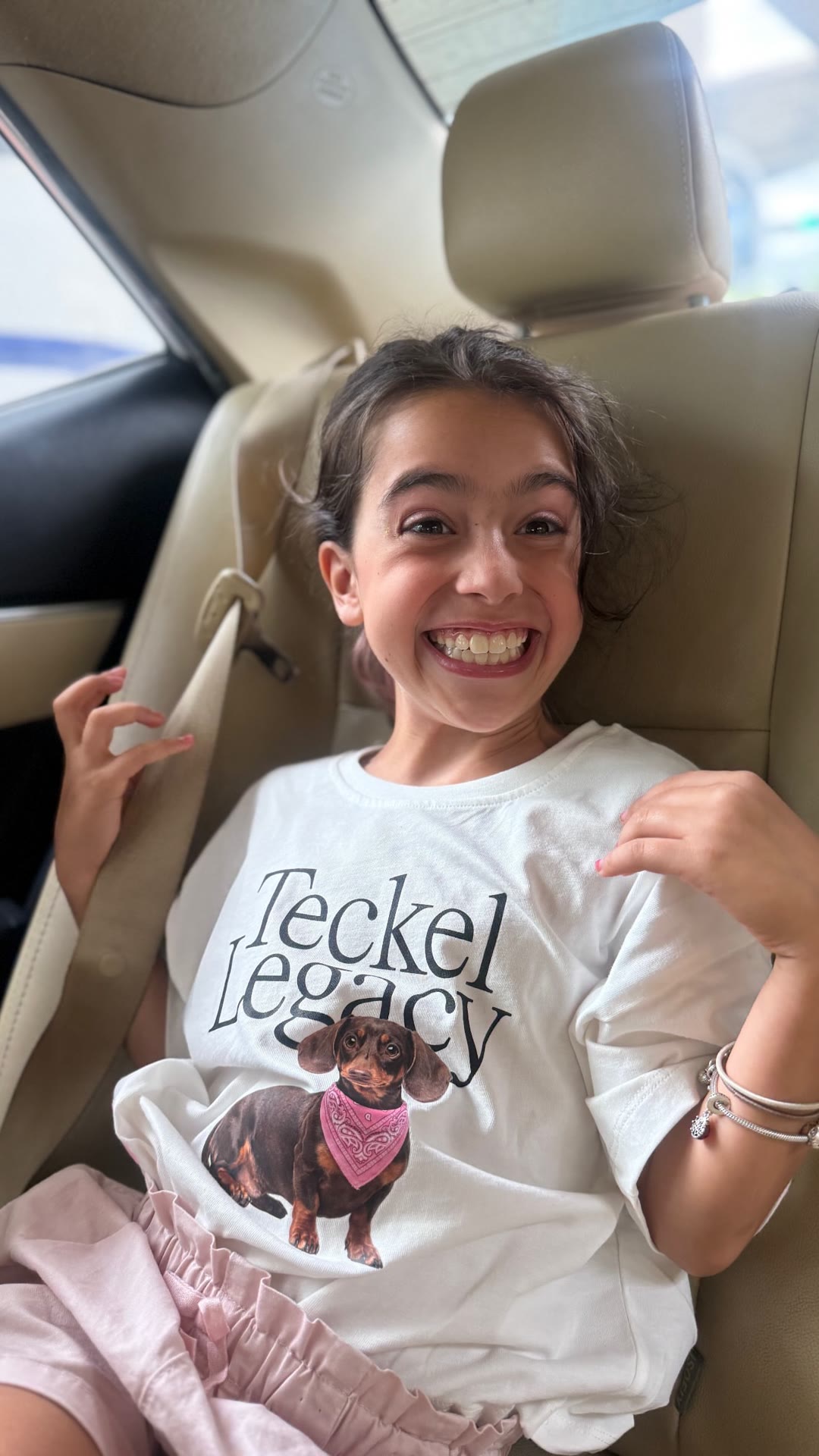 Girl smiling in the car in Bangkok
