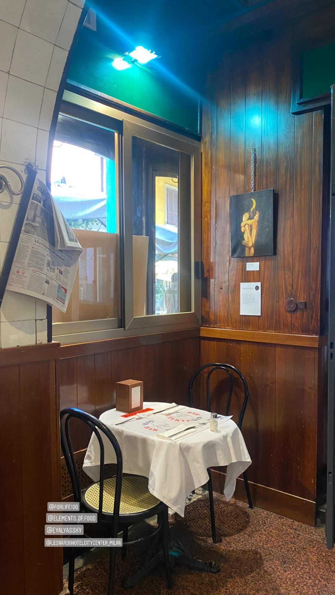 Cozy trattoria corner in Milan