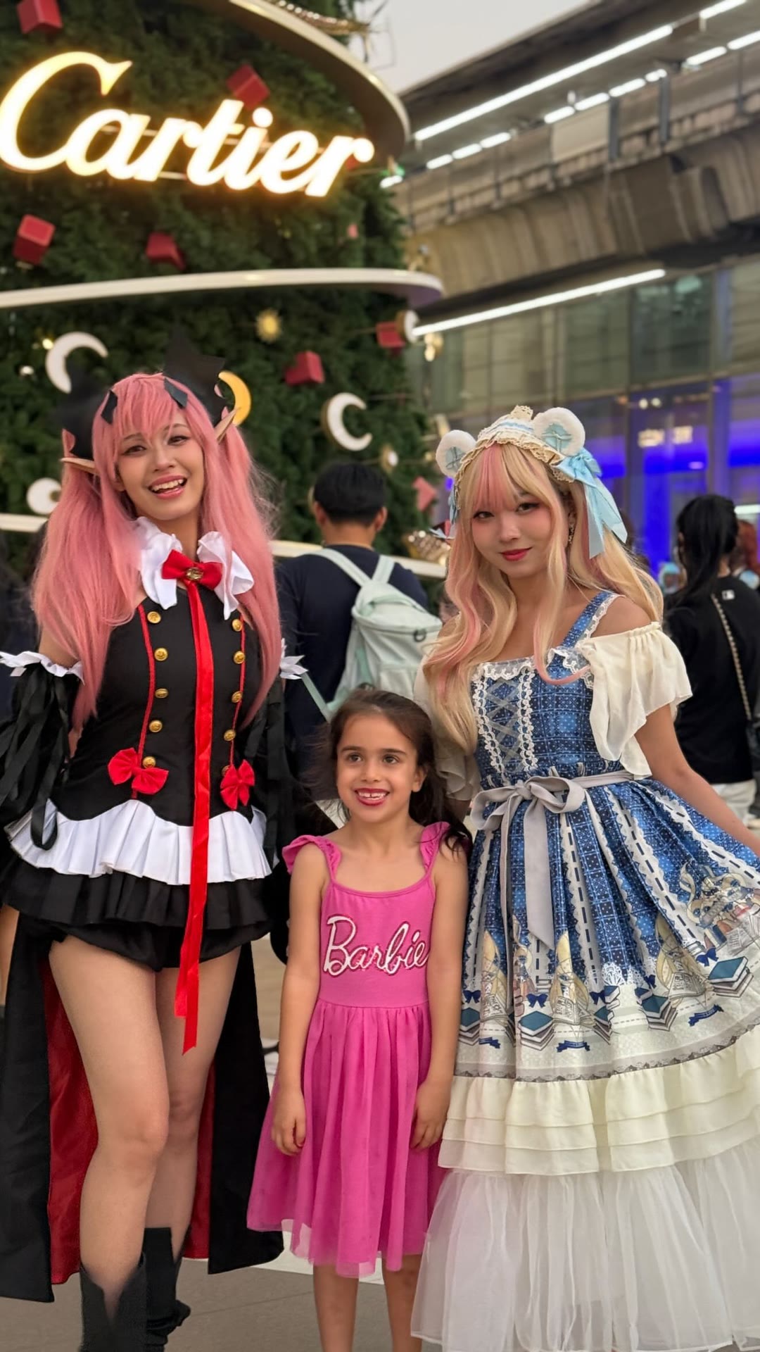 Cosplayers at the Cartier Christmas tree, Bangkok