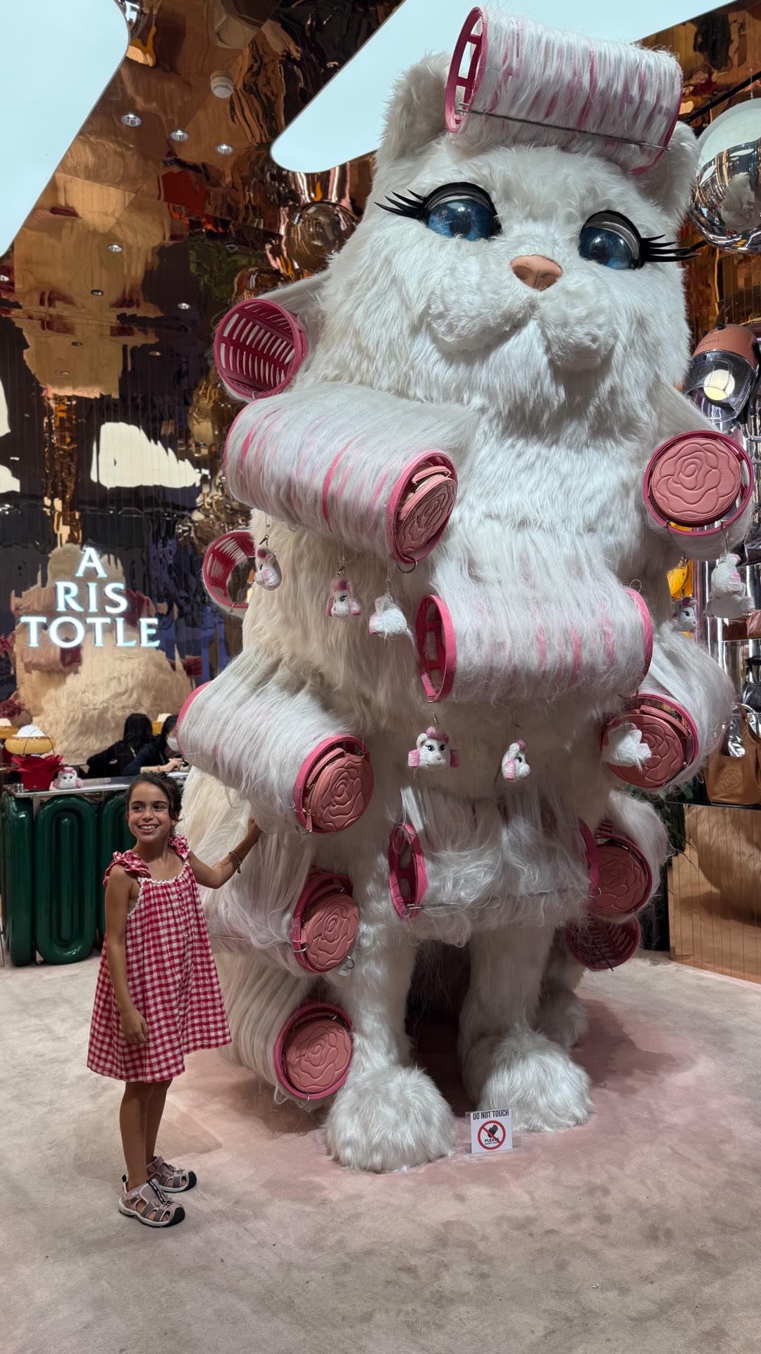 Giant fluffy cat installation at a Bangkok mall
