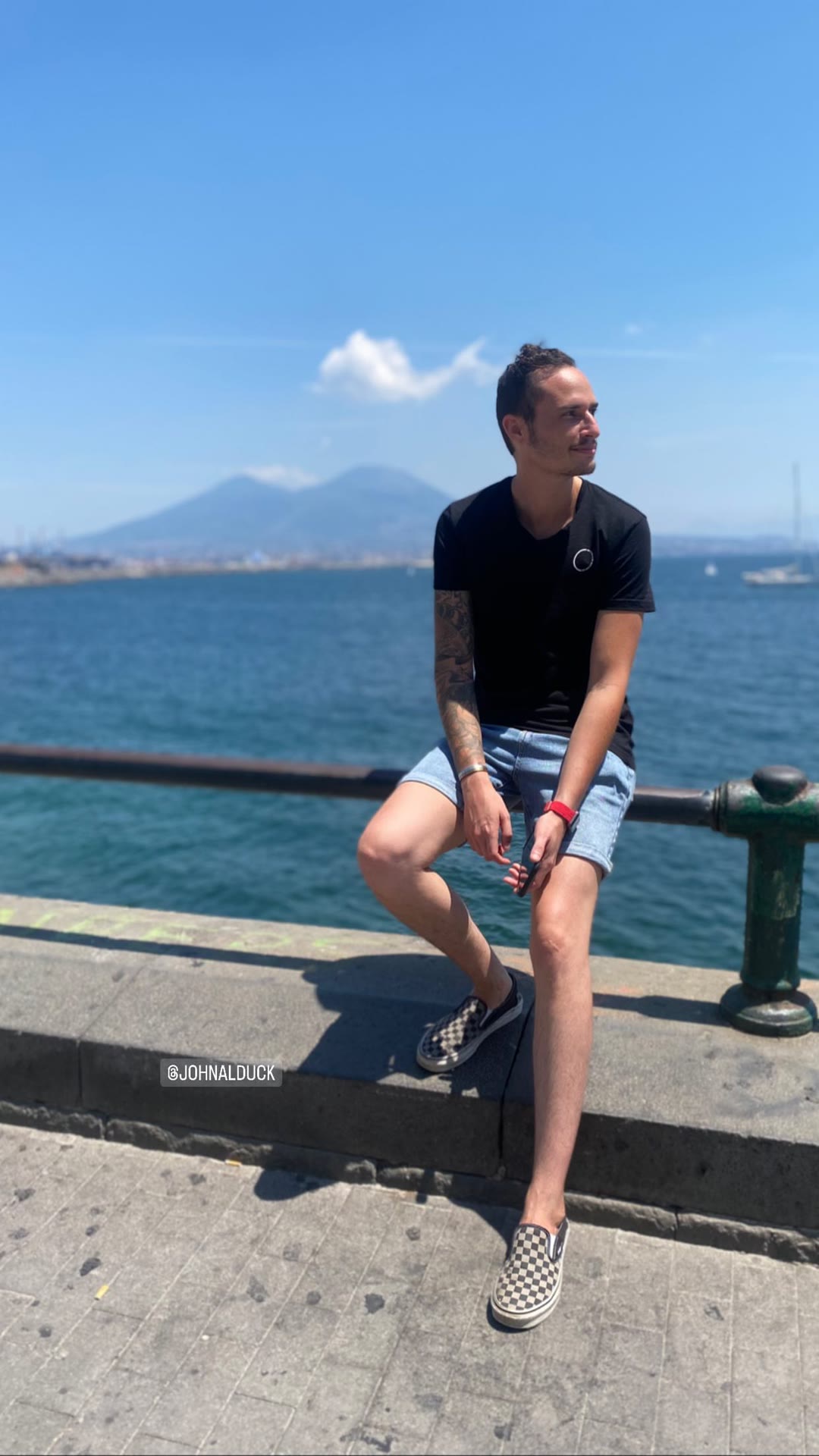 Naples waterfront with Mount Vesuvius view