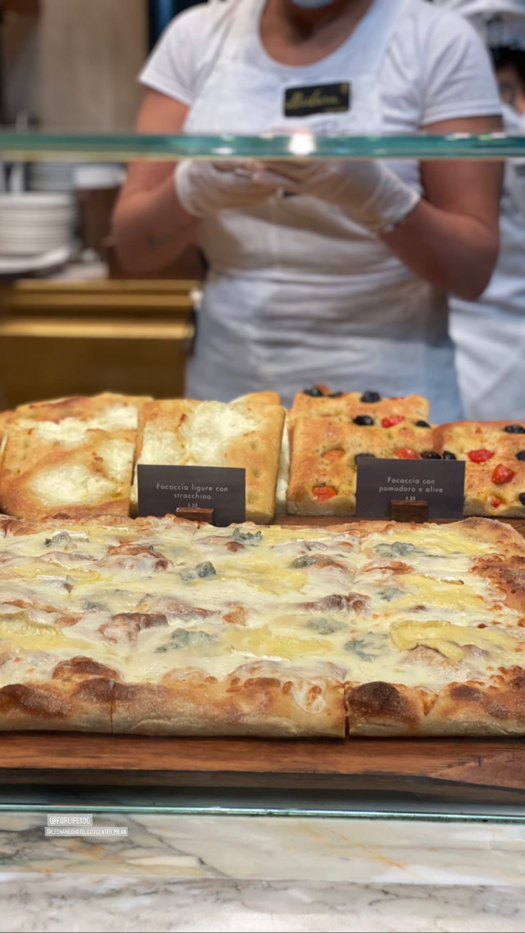 Focaccia counter in Milan