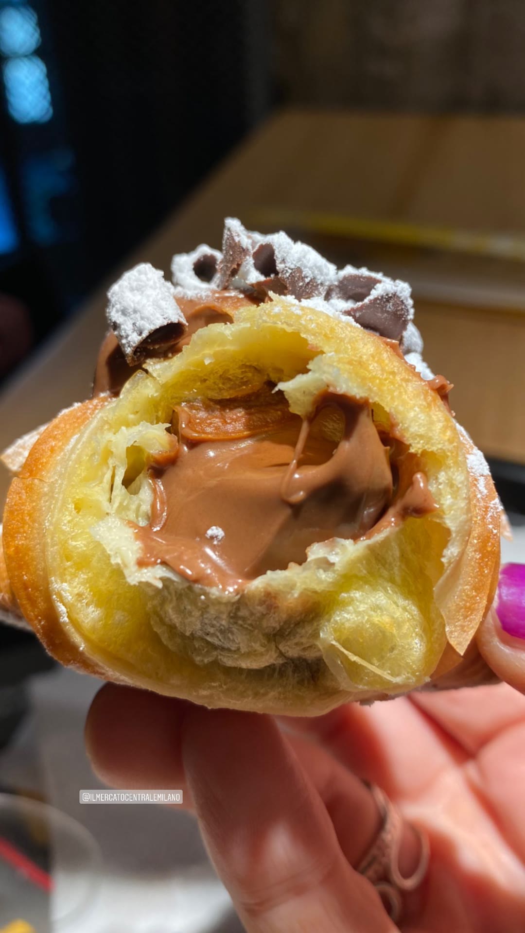 Chocolate-filled pastry at Mercato Centrale Milano