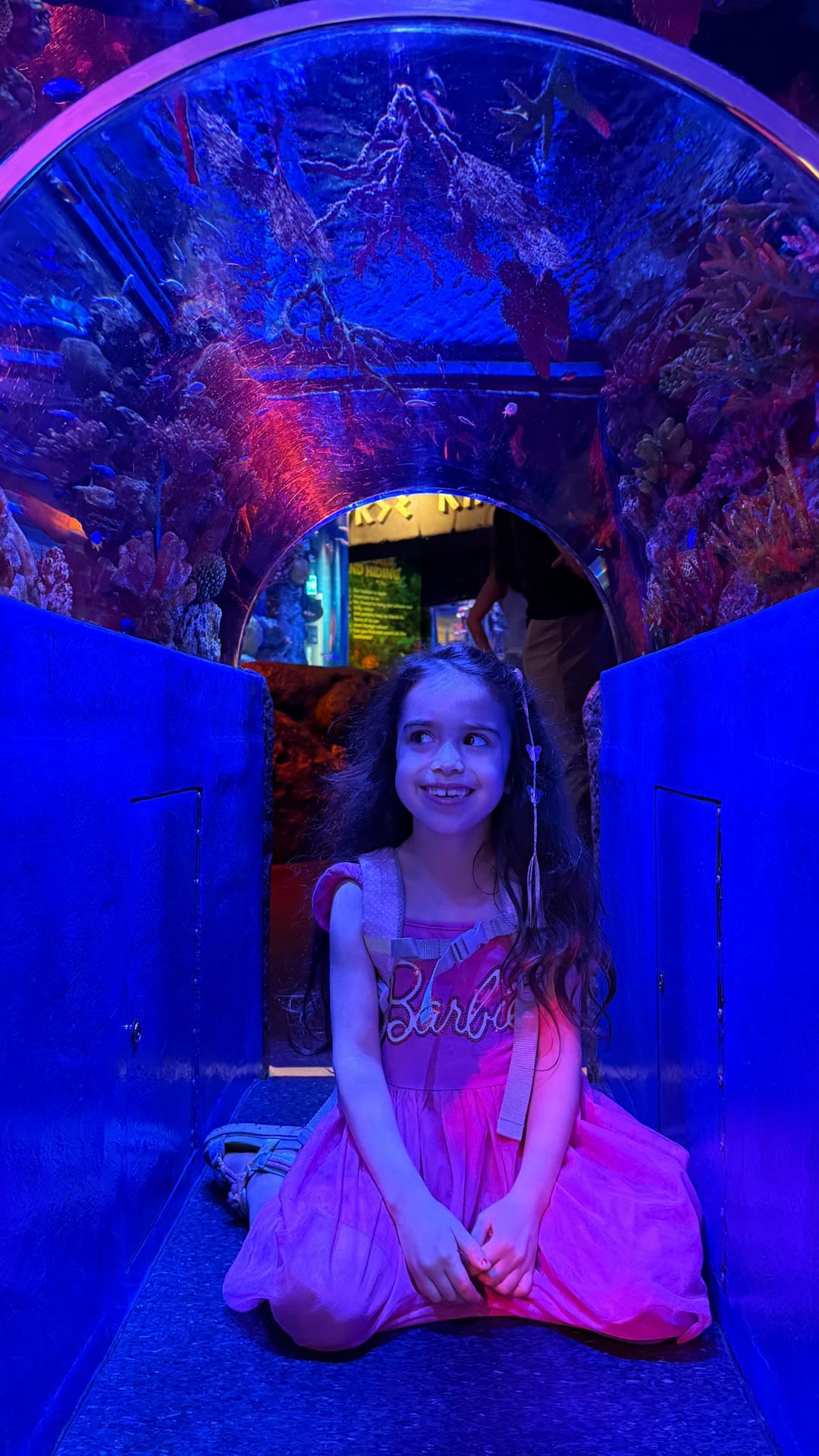 Aquarium tunnel with the kids in Bangkok