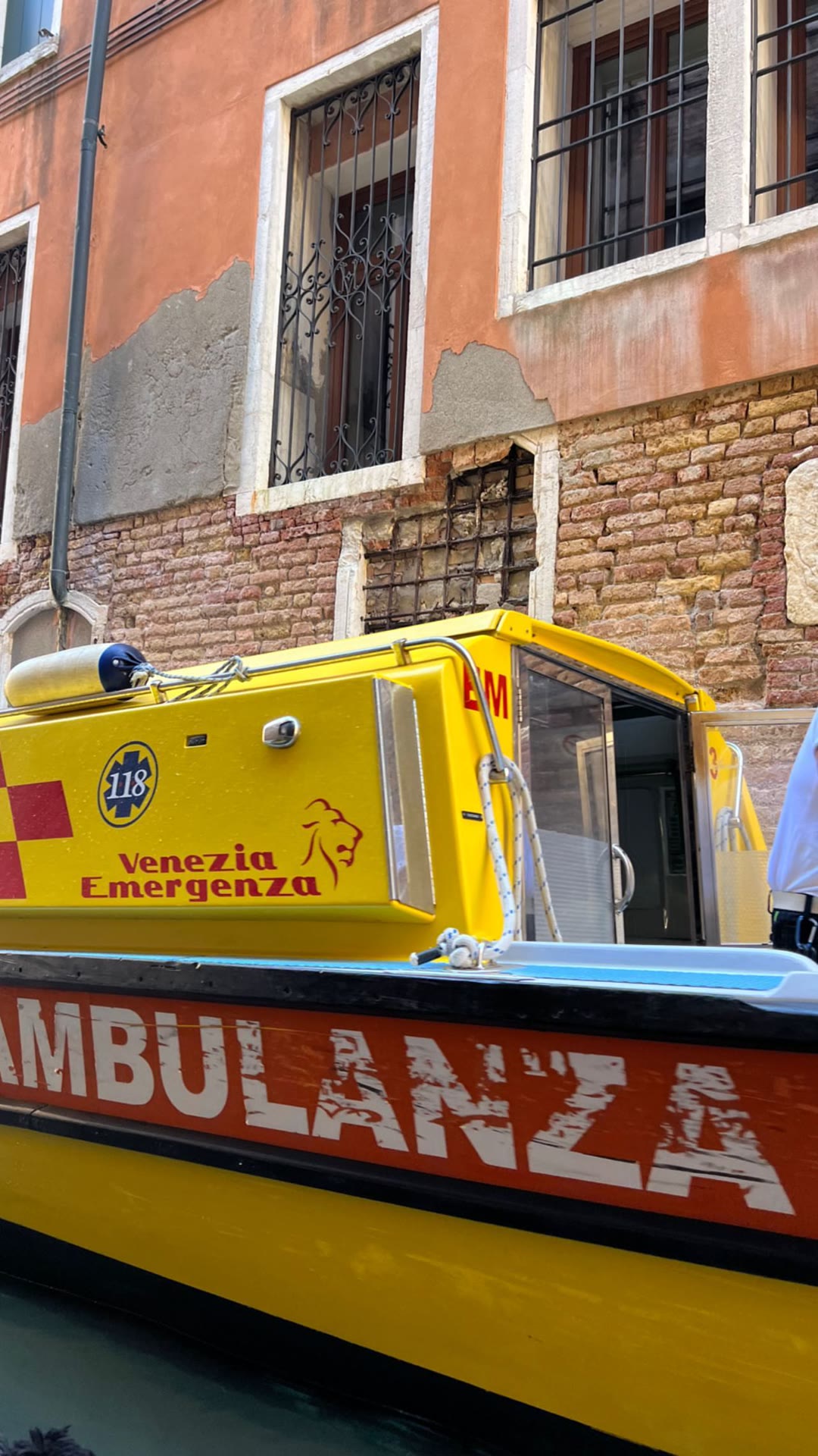Venice water ambulance on a canal