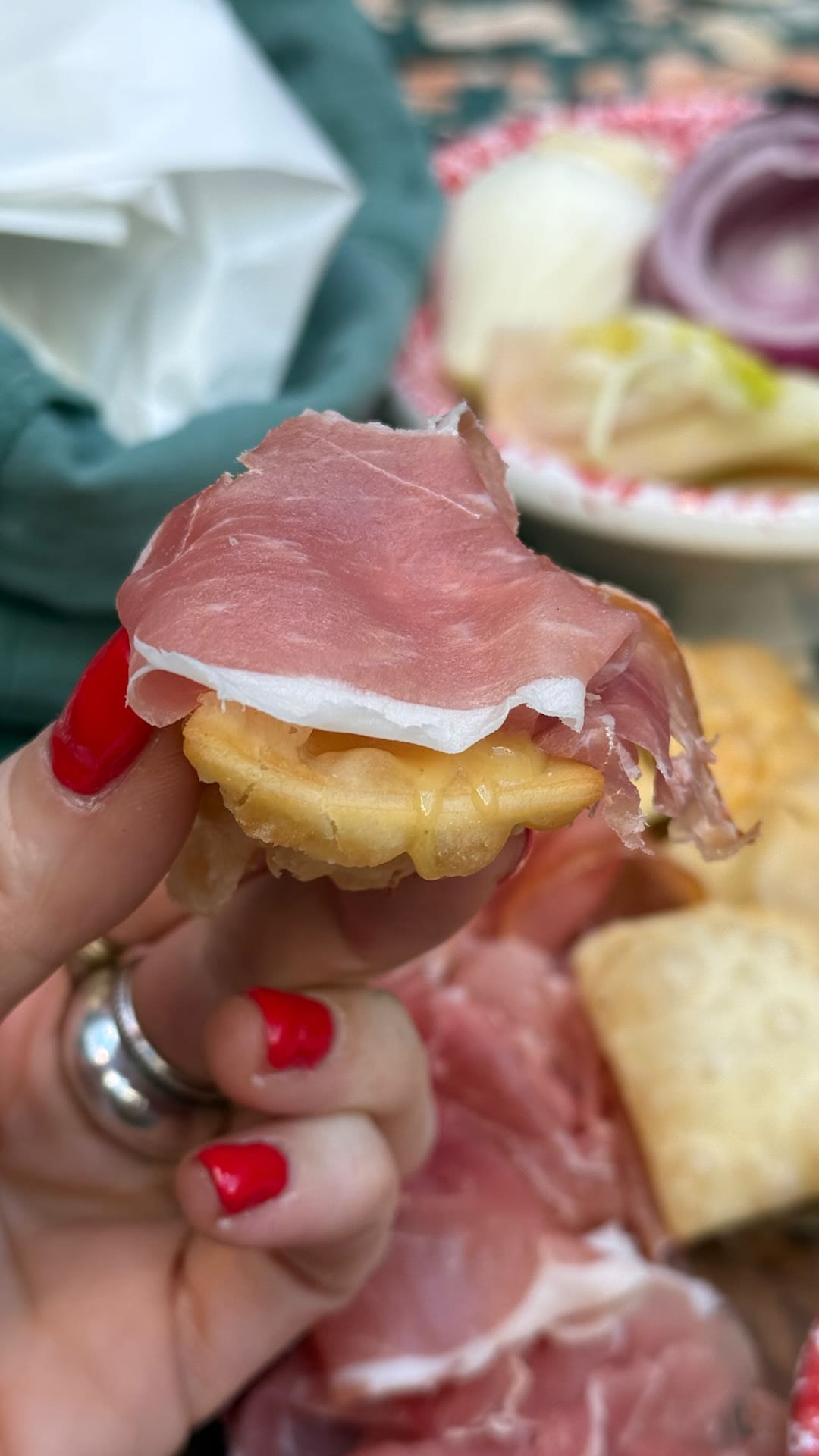 Prosciutto and fried dough bites in Florence