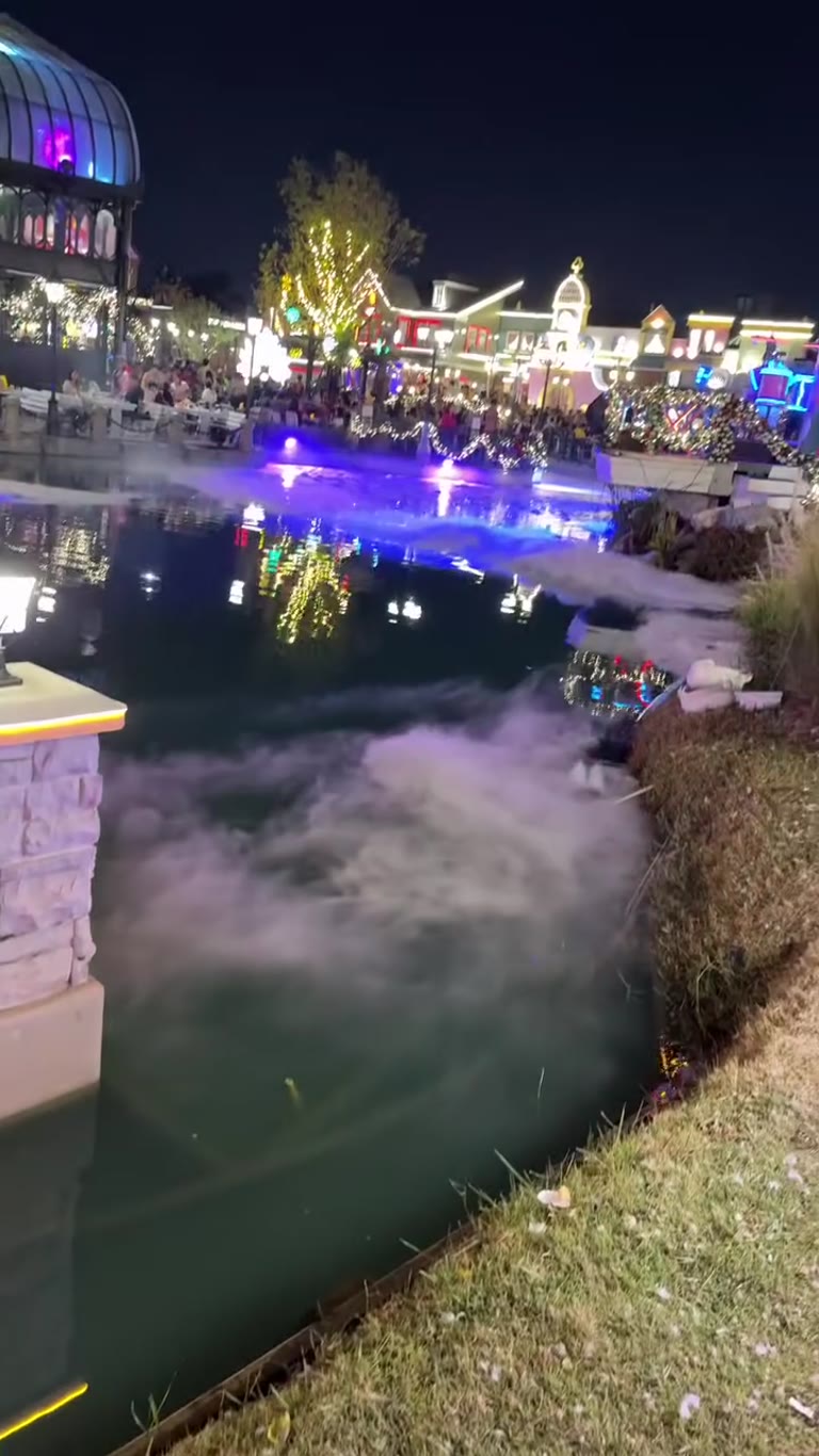 Christmas lights village by the canal in Bangkok