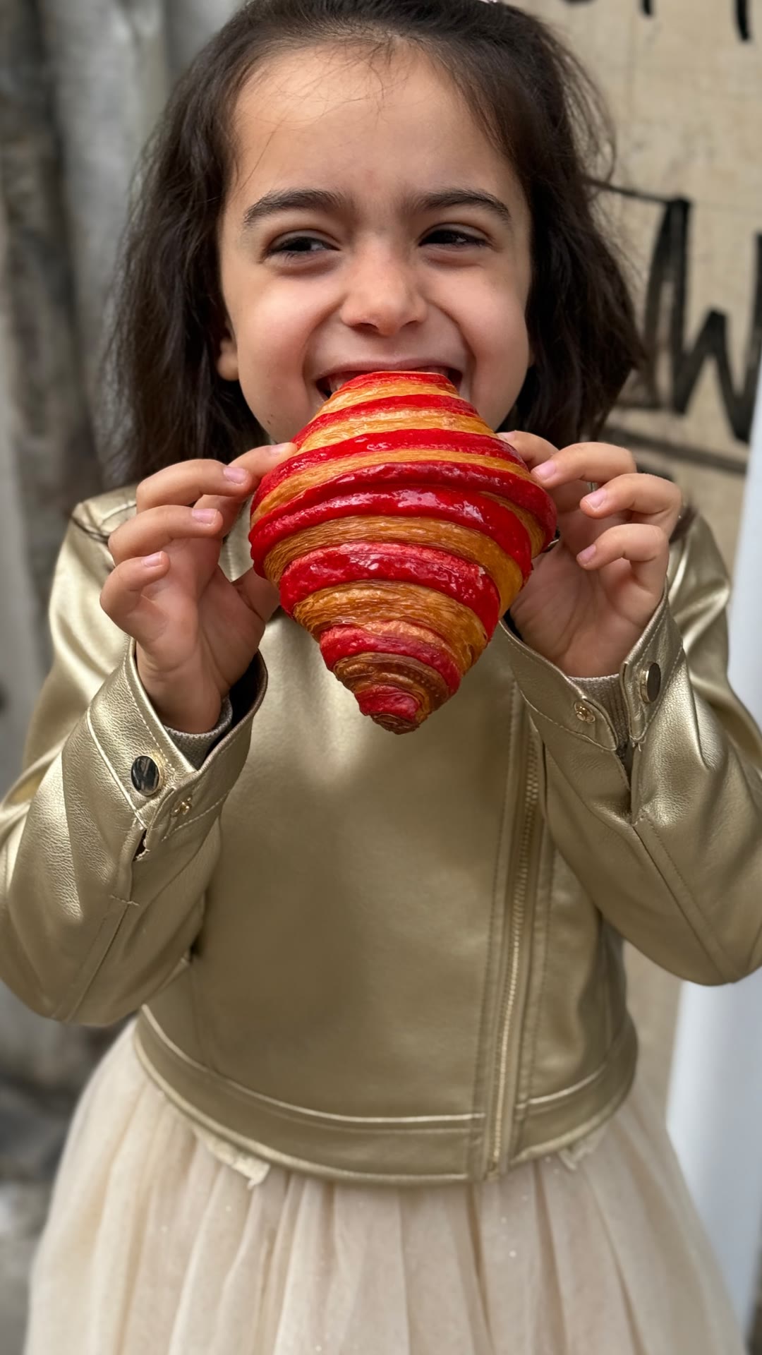 Giant strawberry croissant in Athens