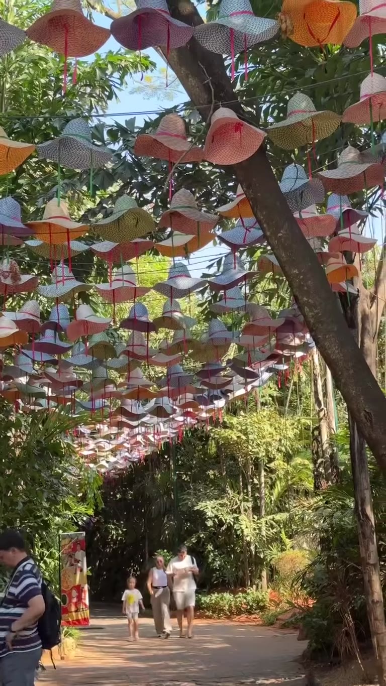 Straw hat canopy walkway in Bangkok