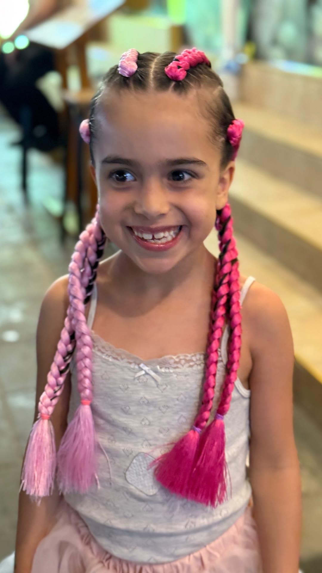 Pink braid extensions on holiday in Phuket