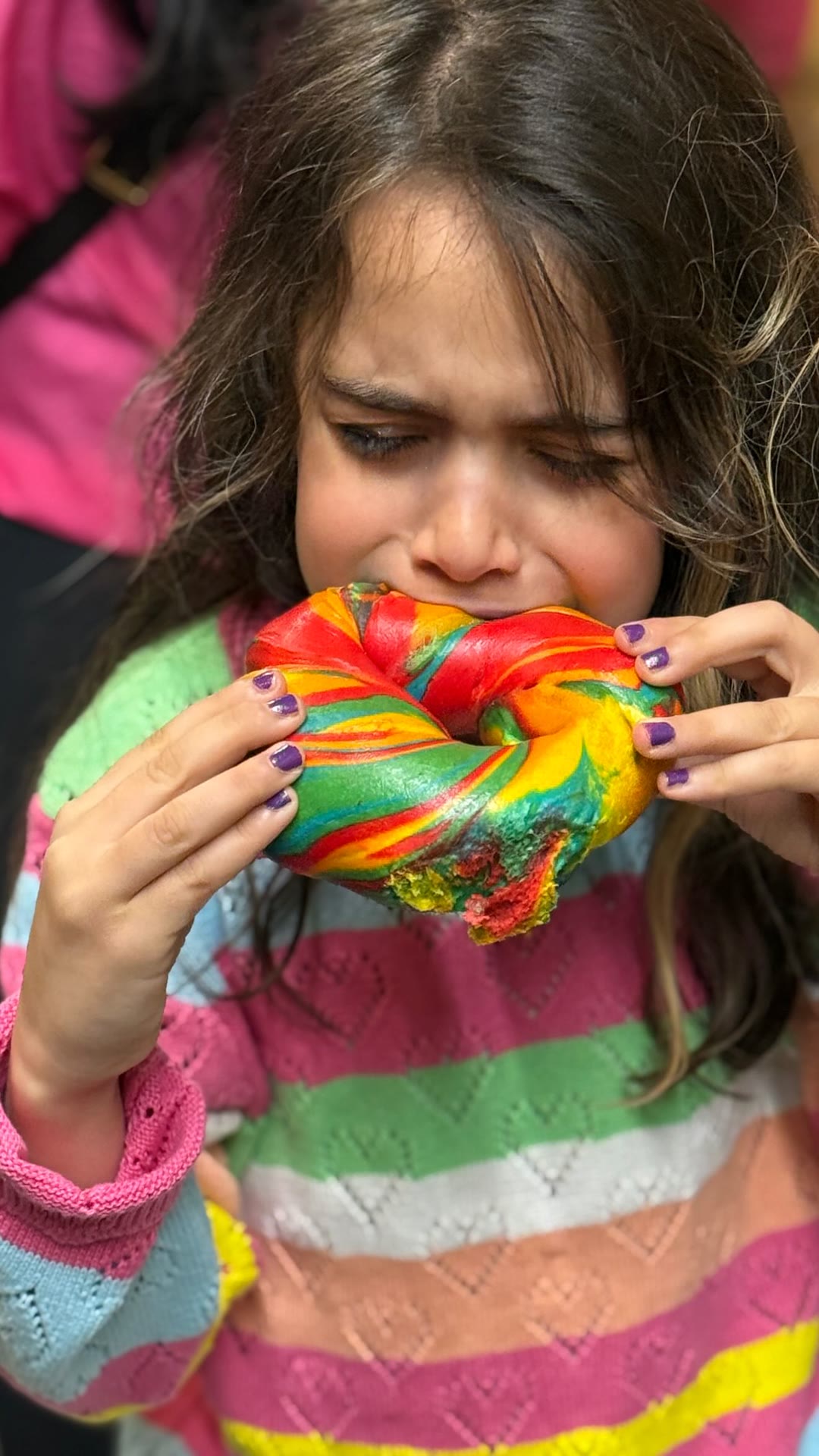 Rainbow bagel in New York