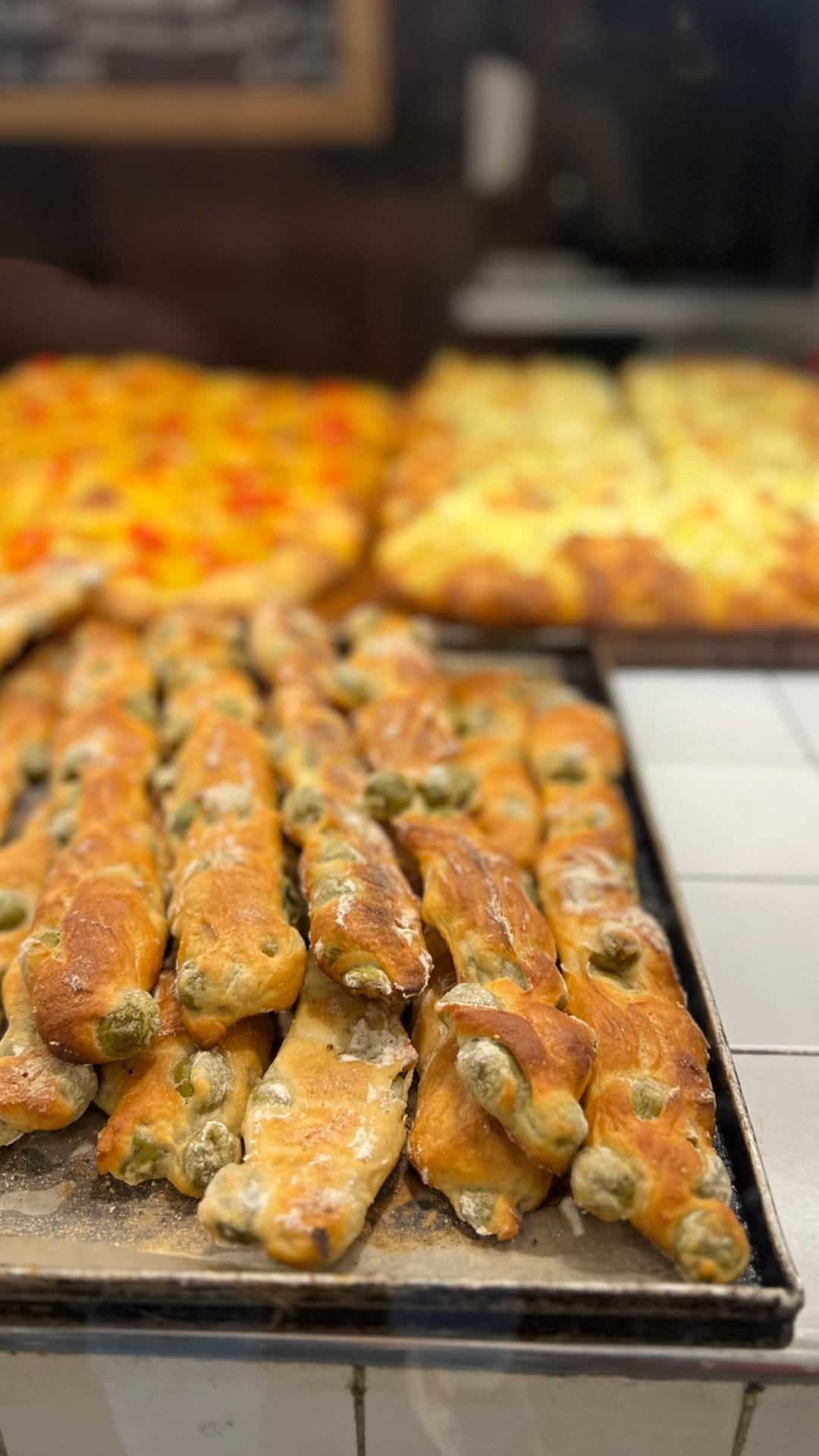 Olive breadsticks at a Milan bakery