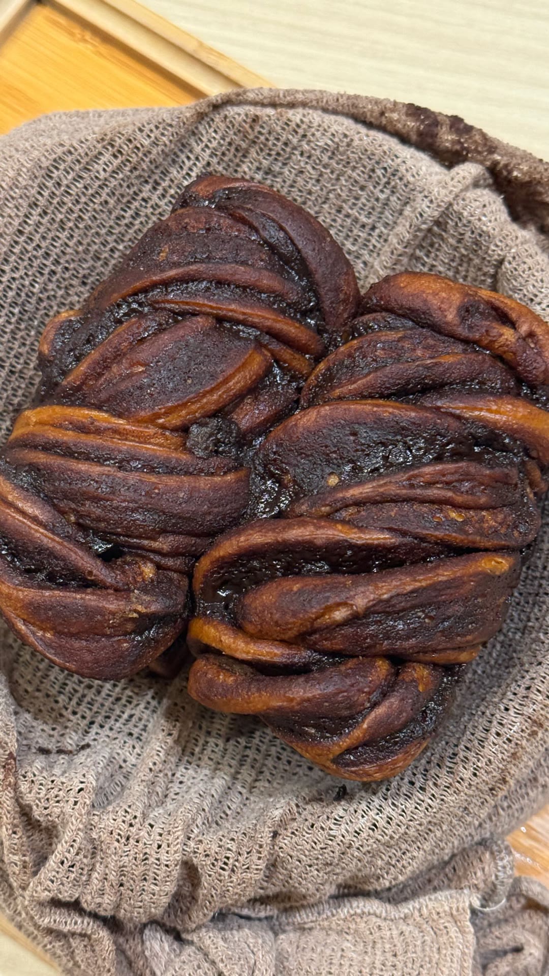 Chocolate babka close-up in Bangkok