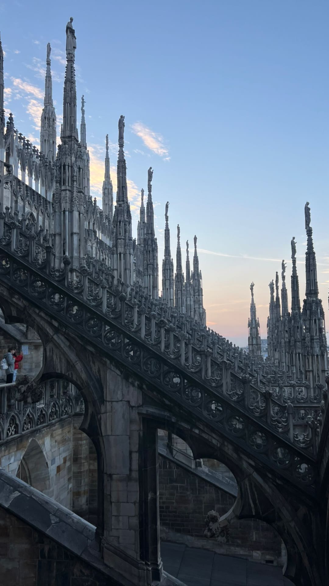 Duomo rooftop terraces at sunset, Milan