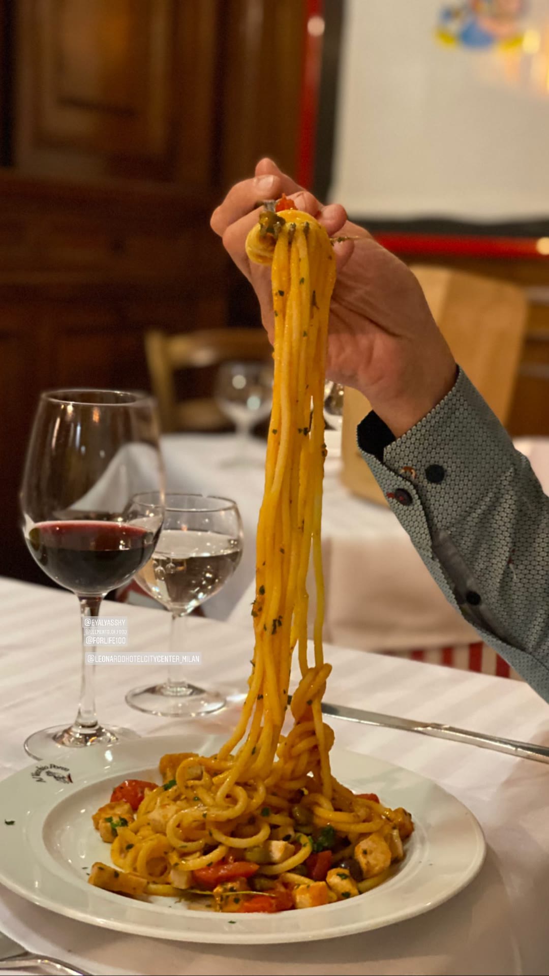 Seafood spaghetti dinner in Milan