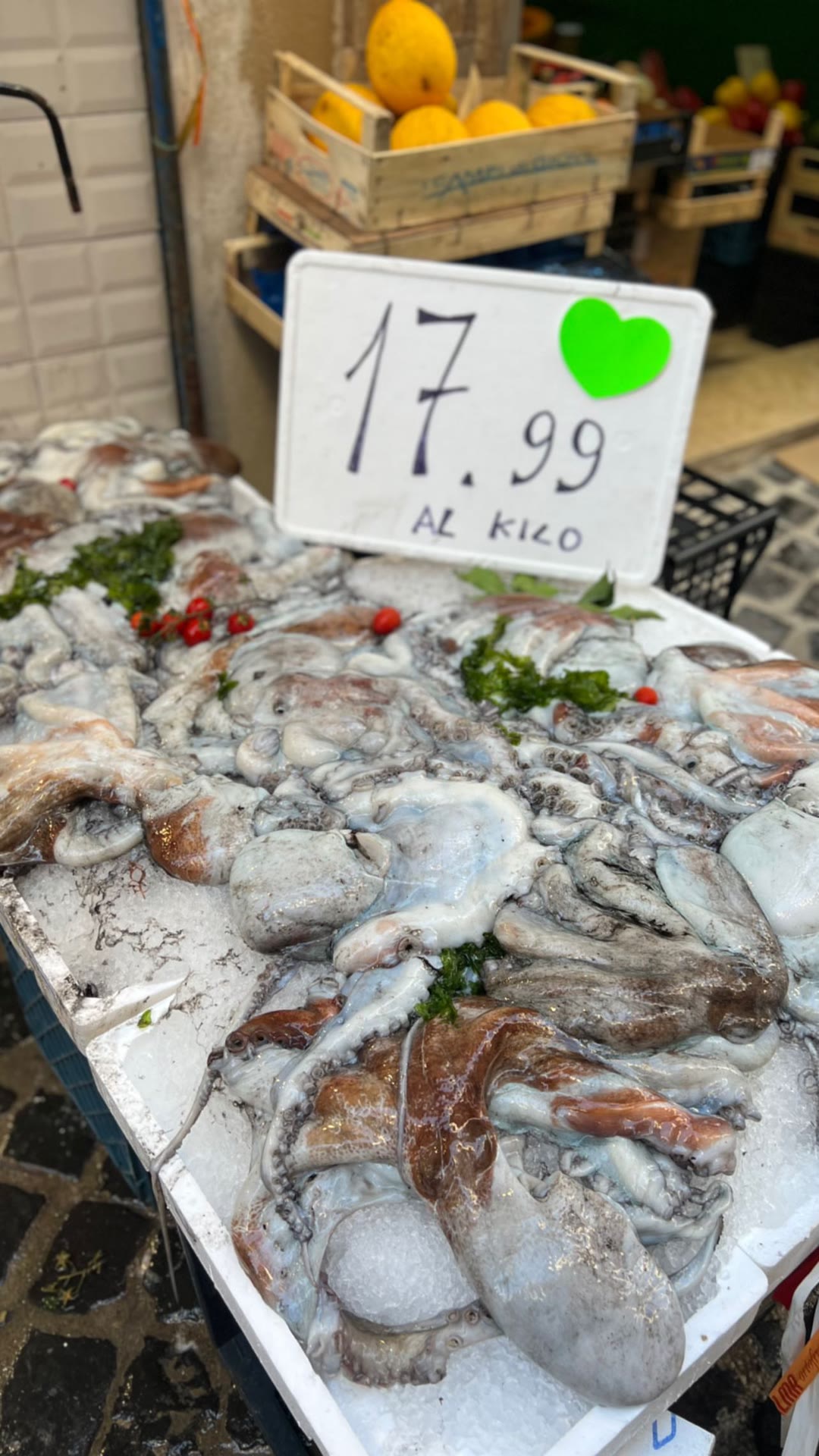 Fresh squid at a Naples street market