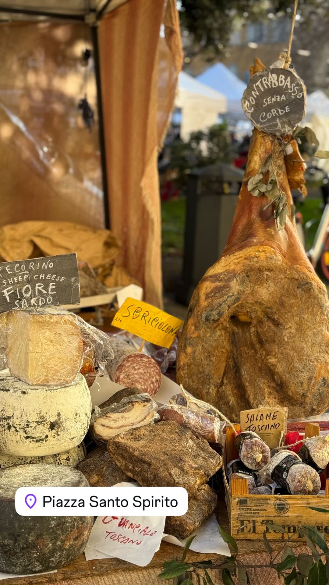 Food market stall at Piazza Santo Spirito, Florence