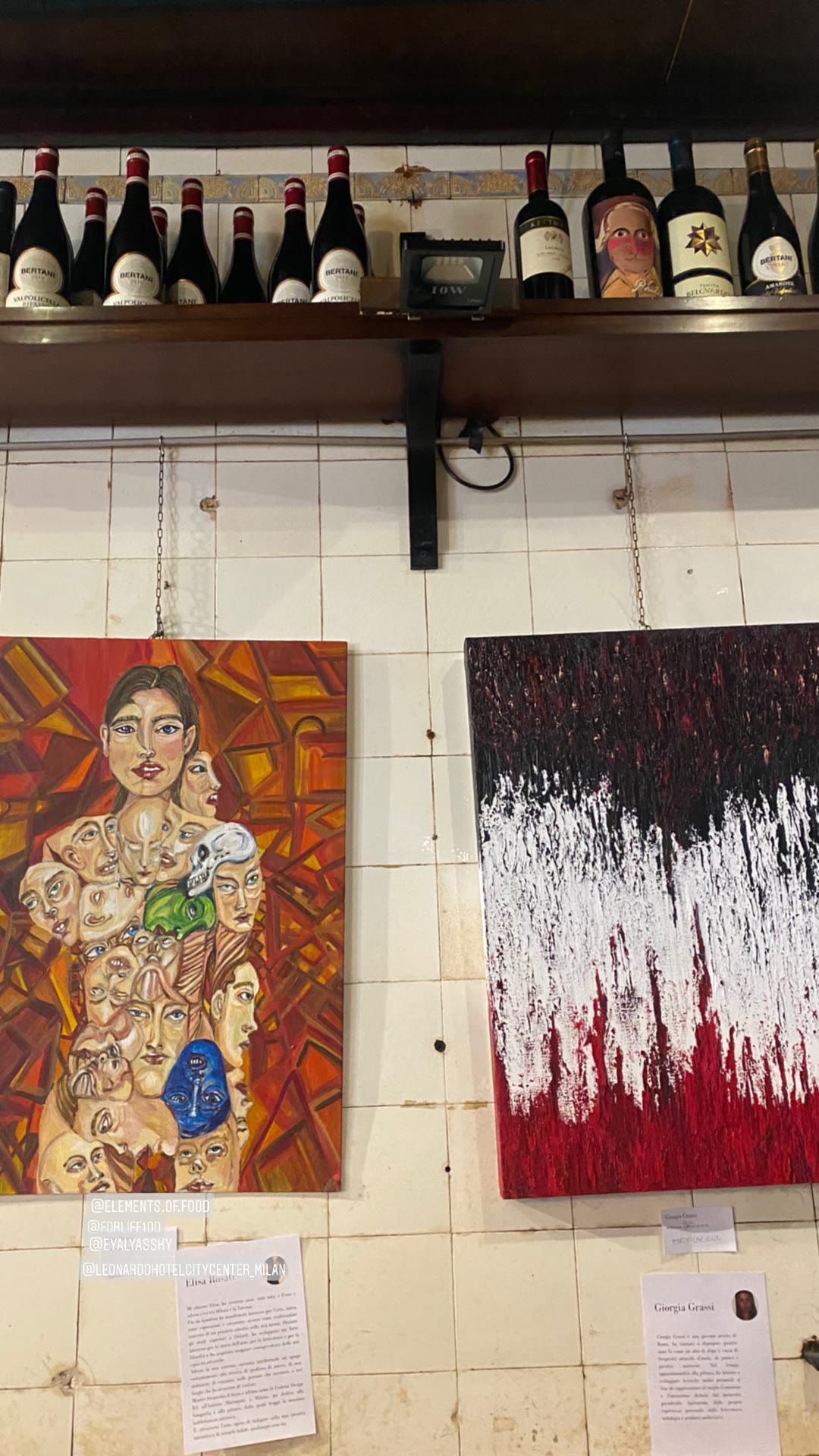 Wine bar art wall in Milan
