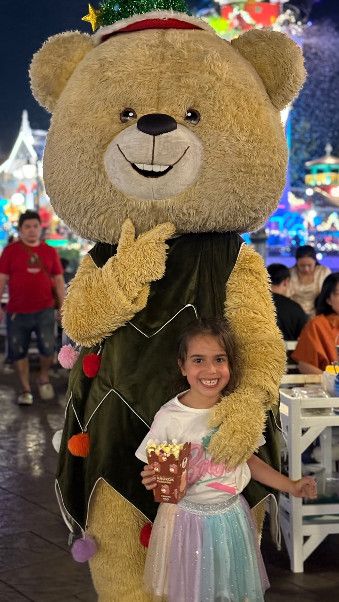 Christmas bear mascot at Bangkok night market