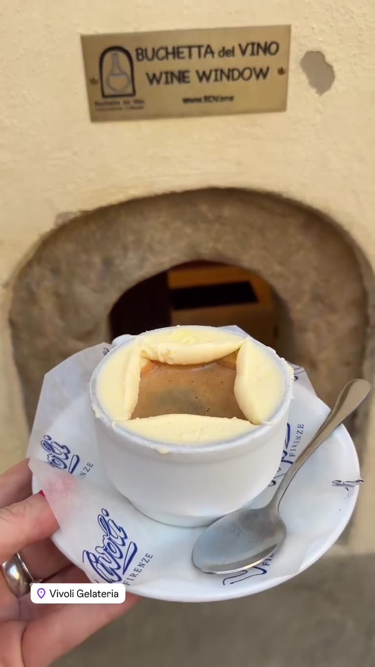 Affogato at Vivoli's wine window, Florence