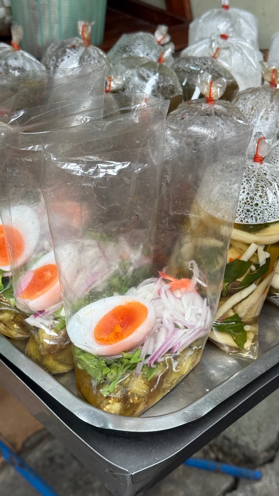 Street food salads in bags, Bangkok