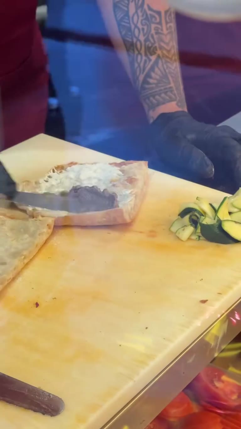 Schiacciata sandwiches being made in Florence