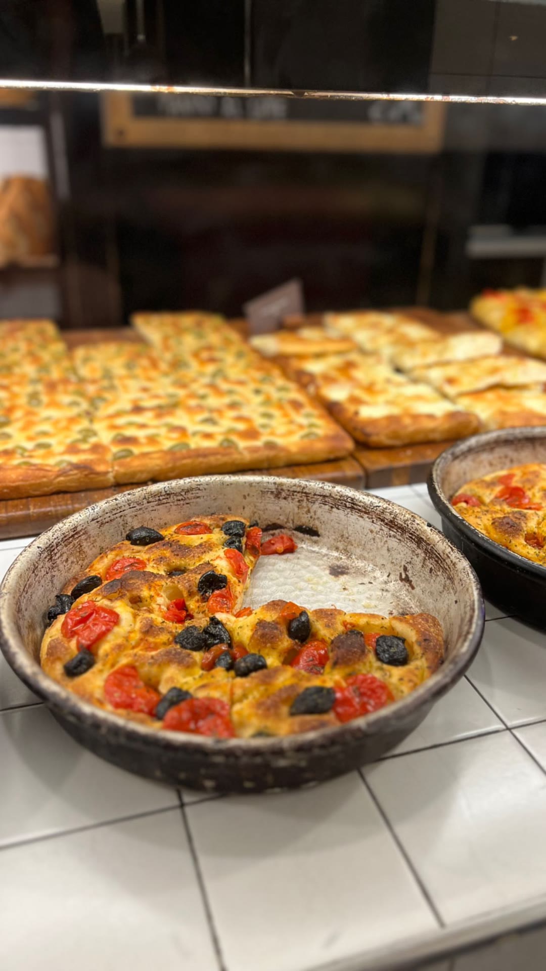 Focaccia counter in Milan
