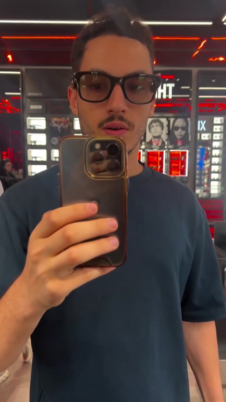 Trying transition sunglasses at a Tokyo eyewear shop