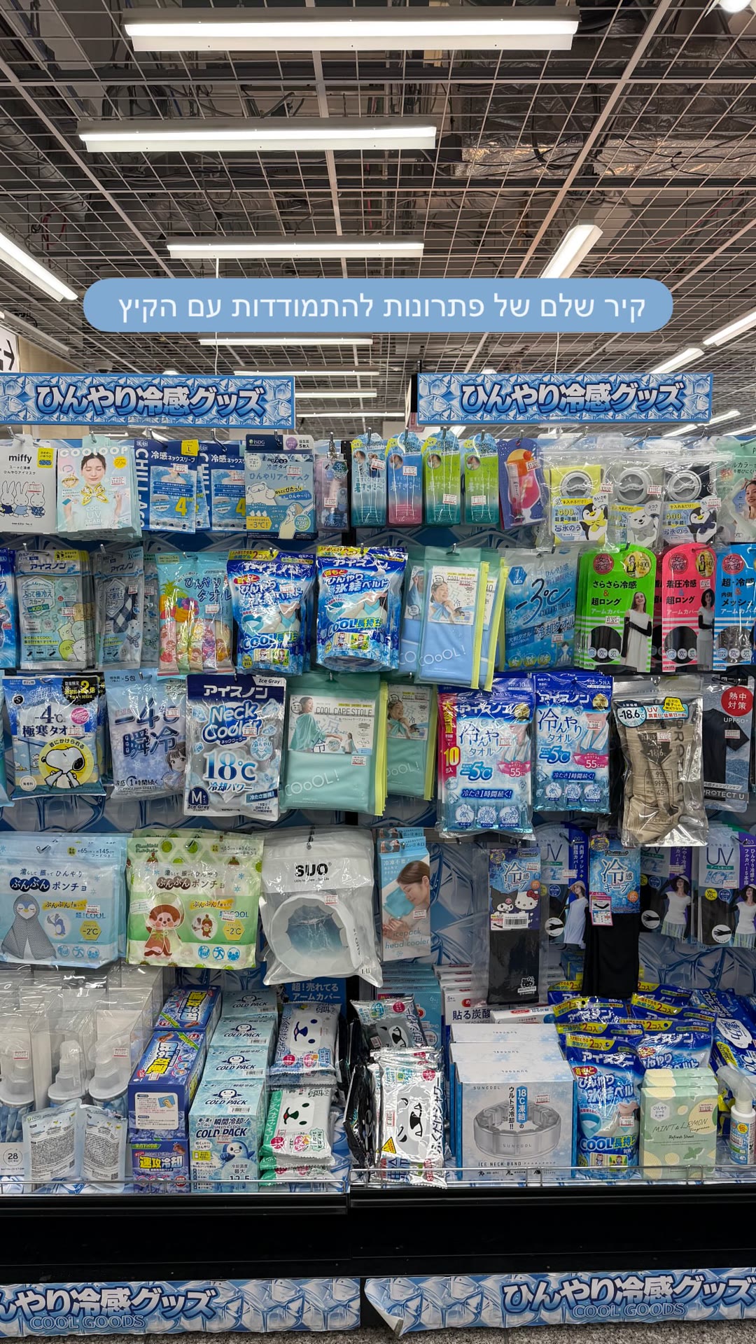 קיר מוצרי קירור לקיץ בחנות ביפן